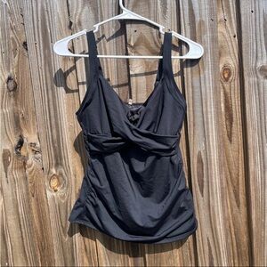Lands End black Underwire size 6 Wrap Tankini SWIM TOP 494062 twist built bra